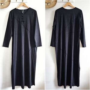 🖤 Vintage Coco + Juan USA Black Maxi Dress Gothic Lace-Up Dark Academia